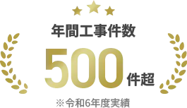 年間工事件数500件超 ※令和6年度実績