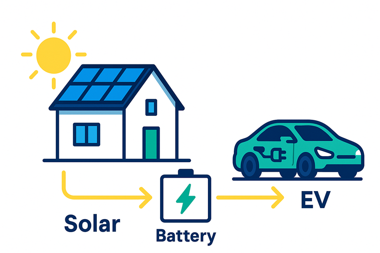 太陽光と蓄電池とEV車