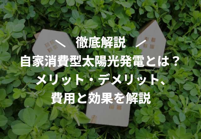 自家消費型太陽光発電とは？メリット・デメリット、費用と効果を解説